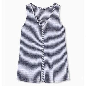 TORRID Navy Stripe Sleeveless V-Neck Jersey Swing Tank Top Plus Size 0 0X 12